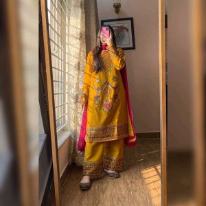 Premium Sequence Embroidery Three-Piece