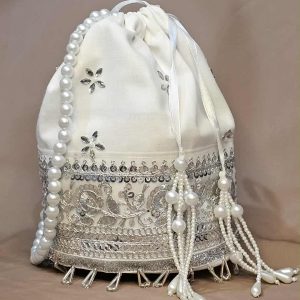 Handmade White Potli Bag